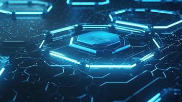 Cyber security concept with closed padlock on hexagons background 3D rendering photo