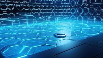 Cyber security concept with closed padlock on hexagons background 3D rendering photo