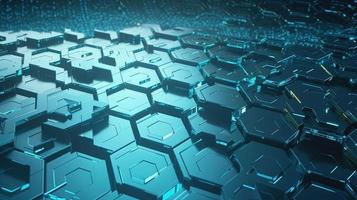 Cyber security concept with closed padlock on hexagons background 3D rendering photo