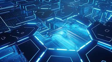 Cyber security concept with closed padlock on hexagons background 3D rendering photo