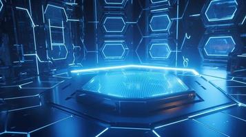 Cyber security concept with closed padlock on hexagons background 3D rendering photo