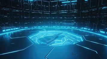 Cyber security concept with closed padlock on hexagons background 3D rendering photo