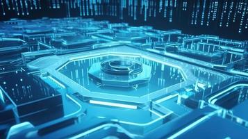 Cyber security concept with closed padlock on hexagons background 3D rendering photo