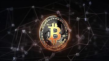 Bitcoin's Artistic Financial Network A Creative Representation of Digital Wealth ,Financial concept the bitcoin in the background network photo