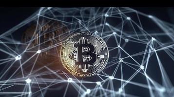 bitcoins artístico financiero red un creativo representación de digital riqueza ,financiero concepto el bitcoin en el antecedentes red foto