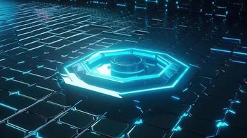 Cyber security concept with closed padlock on hexagons background 3D rendering photo