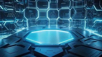 Cyber security concept with closed padlock on hexagons background 3D rendering photo