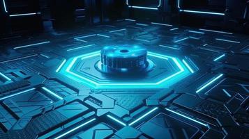 Cyber security concept with closed padlock on hexagons background 3D rendering photo