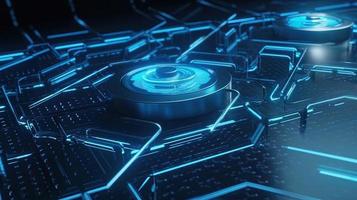 Cyber security concept with closed padlock on hexagons background 3D rendering photo