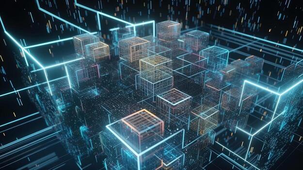 3D rendering of abstract technology concept. Futuristic cyberspace background,Abstract 3d rendering of data processing. Futuristic technology style photo