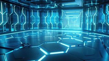 Cyber security concept with closed padlock on hexagons background 3D rendering photo