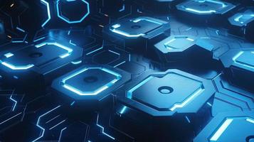 Cyber security concept with closed padlock on hexagons background 3D rendering photo
