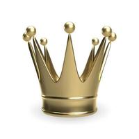 3d realistic vector golden crown. Isolated on white background icon illustration.