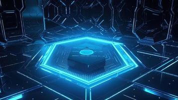Cyber security concept with closed padlock on hexagons background 3D rendering photo