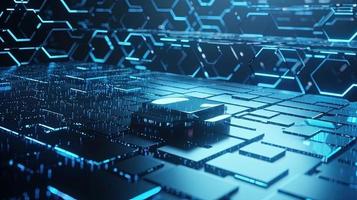 Cyber security concept with closed padlock on hexagons background 3D rendering photo