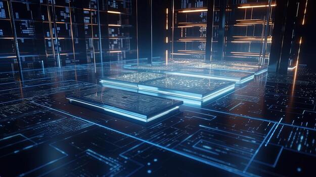 3D rendering of abstract technology concept. Futuristic cyberspace background,Abstract 3d rendering of data processing. Futuristic technology style photo