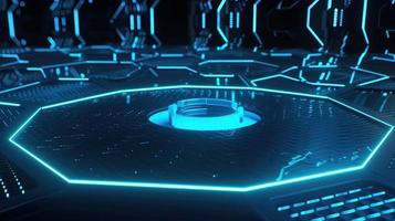 Cyber security concept with closed padlock on hexagons background 3D rendering photo