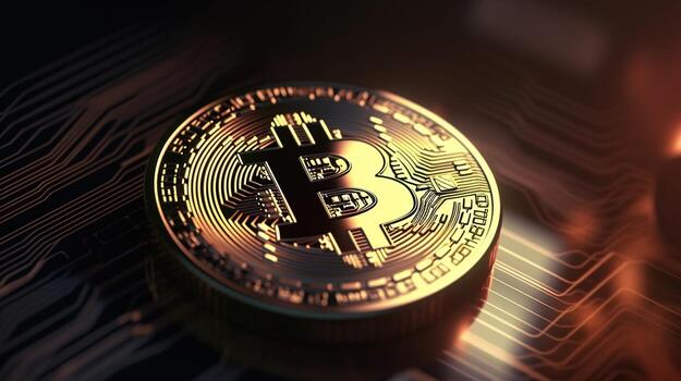 Bitcoin's Artistic Financial Network A Creative Representation of Digital Wealth ,Financial concept the bitcoin in the background network photo