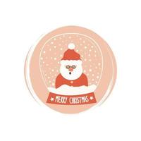 Cute snow globe with santa claus icon vector, illustration on circle with brush texture, for social media story and highlights vector