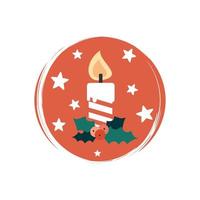 Cute christmas candle icon vector, illustration on circle with brush texture, for social media story and highlights vector