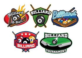 Billiard badge design set vector