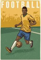 hand drawing retro style of soccer player vector