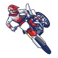 motocross rider doing jumping whip trick vector