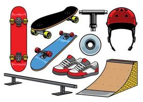 skateboard objects set vector