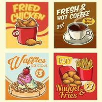 rápido comida diseño colección en retro estilo vector