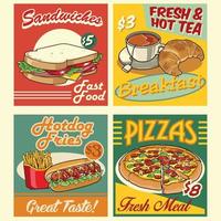 rápido comida diseño en retro vector