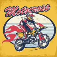 Retro style motocross design badge vector