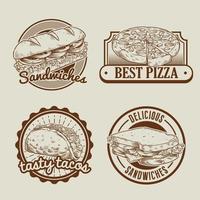 retro collection of fast food badge vector