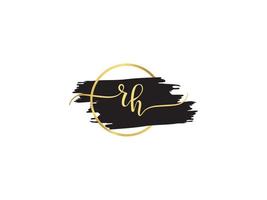 Luxury Rh Letter Logo, Initial RH Signature Brush Letter Logo Icon vector