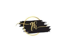 Signature Qh Letter Logo, Minimalist QH Luxury Logo Letter For Cloth vector