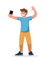 man using smartphone isolated illustration png