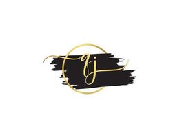 Signature Qj Letter Logo, Minimalist QJ Luxury Logo Letter For Cloth vector