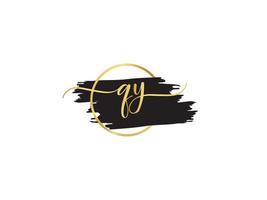 Signature Qy Letter Logo, Minimalist QY Luxury Logo Letter For Cloth vector