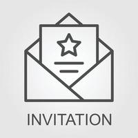 VIP invitation line icon. linear style sign for mobile concept and web design. Envelope with vip card outline vector icon. Symbol, logo illustration. Vector graphics