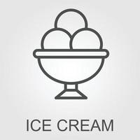 Melting ice cream scoop thin line icon. Bowl, spoon, summer menu, refreshment isolated outline sign. Food and dessert concept. Vector illustration symbol element for web design and apps