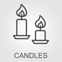 aroma velas línea contorno icono vector