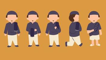 Boy character going to mosque vector