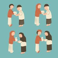 Illustration of giving charityor zakat vector