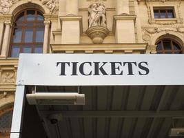 tickets sign at outdoor ticket booth photo