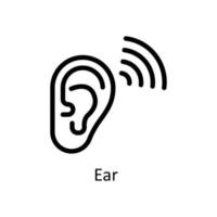 oído vector contorno iconos sencillo valores ilustración valores