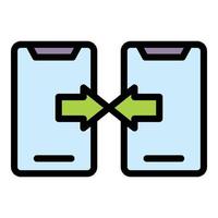 Api phone data exchange icon vector flat