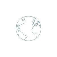 Hand drawn icon of the flat planet Earth. Vector illustration in a simple doodle style.