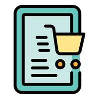 Tablet shopping marketing icon vector flat