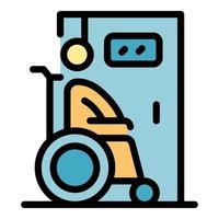 silla de ruedas hombre baño icono vector plano