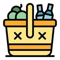 Picnic basket icon vector flat