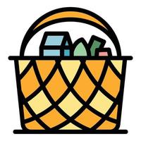 Outdoor picnic basket icon vector flat